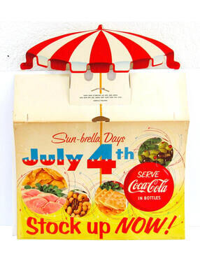 1957 Coca Cola Sun-Brella Days 4th of July Cardboard Advertising Never Used